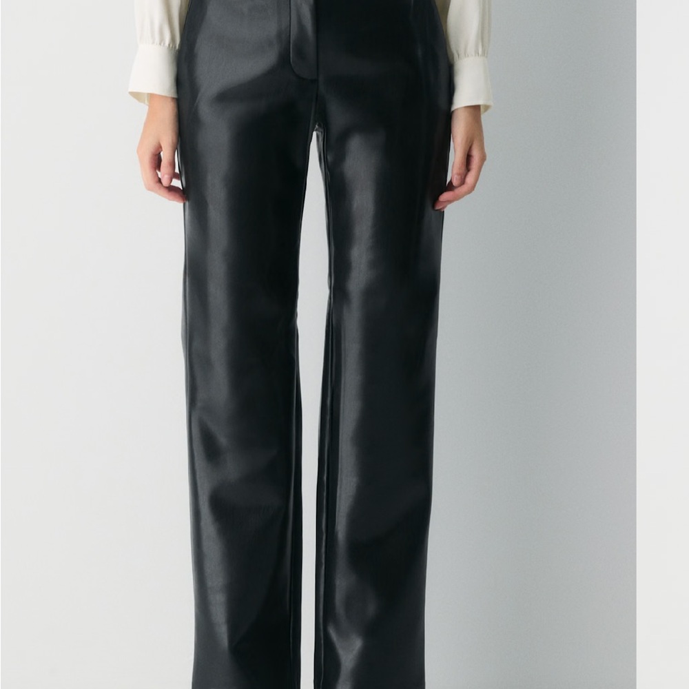 Wilfred Black Wide Leg Leather Pants